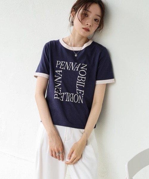 Bab（バブ）の「配色リンガーロゴ半袖Ｔシャツ（Tシャツ/カットソー・レディース・アイボリー/ネイビー/イエロー・MEDIUM）」の21枚目の写真