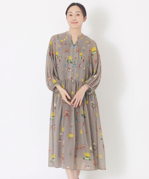 S.ESSENTIALS(エスエッセンシャルズ)の「【AIKO FUKUDAコラボ】プリントワンピース(ワンピース・レディース・ダークネイビー/グレー系その他・36/38)」の1枚目の写真