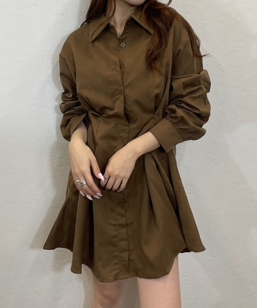 ROGER AND RAW(ロジャーアンドロウ)の「フィット&フレアシャツワンピース(シャツワンピース・レディース・ブラック/ブラウン・FREE)」の15枚目の写真