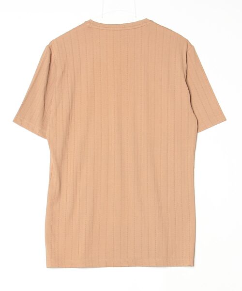HIGH STREET（ハイストリート）の「ＨＩＧＨ　ＳＴＲＥＥＴ∴リネアジャカードＶネック半袖カットソー（Tシャツ/カットソー・メンズ・ブラック/ホワイト/ベージュ・M/L/LL）」の4枚目の写真