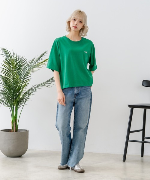 CONVERSE(コンバース)の「【CONVERSE/コンバース】【背中で魅せるハイカット】バックプリントTシャツ オールスター 前面ワンポイント(Tシャツ/カットソー・レディース・オフホワイト/ブラック/グリーン・MEDIUM)」の13枚目の写真