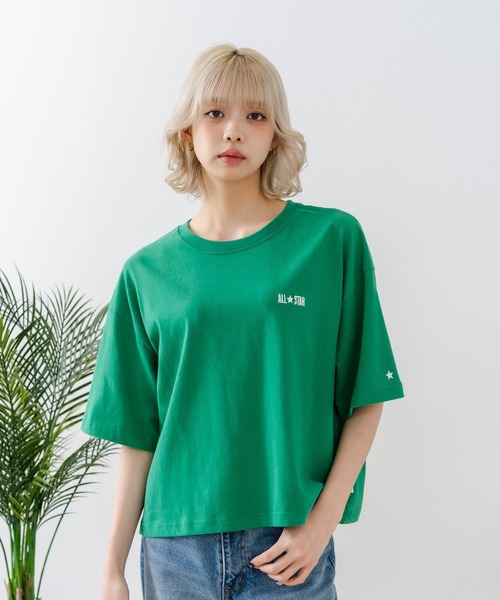 CONVERSE(コンバース)の「【CONVERSE/コンバース】【背中で魅せるハイカット】バックプリントTシャツ オールスター 前面ワンポイント(Tシャツ/カットソー・レディース・オフホワイト/ブラック/グリーン・MEDIUM)」の19枚目の写真