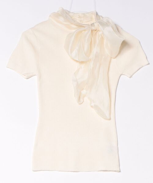 Jasmine Grandiflorum（ジャスミングランディフローラム）の「【Jasmine】リボンシアーニットトップス (SS)（Tシャツ/カットソー・レディース・ブラック/ライトベージュ・FREE）」の7枚目の写真