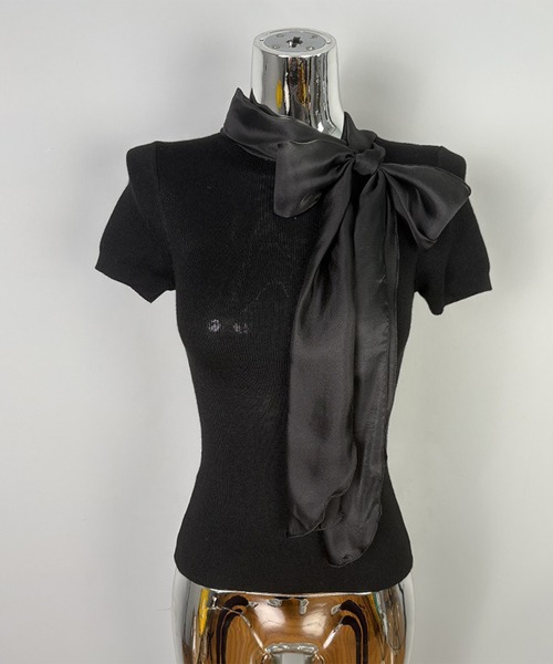 Jasmine Grandiflorum（ジャスミングランディフローラム）の「【Jasmine】リボンシアーニットトップス (SS)（Tシャツ/カットソー・レディース・ブラック/ライトベージュ・FREE）」の18枚目の写真
