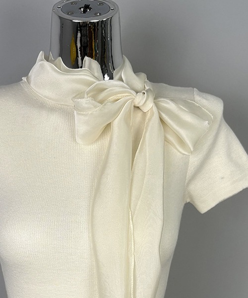 Jasmine Grandiflorum（ジャスミングランディフローラム）の「【Jasmine】リボンシアーニットトップス (SS)（Tシャツ/カットソー・レディース・ブラック/ライトベージュ・FREE）」の21枚目の写真