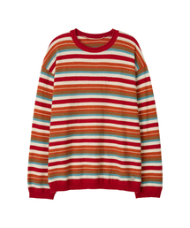 DANDEL（ダンデル）の「DD mori stripe damaged knit (RED)（ニット/セーター）」