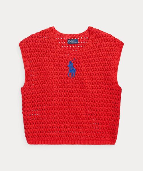 POLO RALPH LAUREN(ポロ ラルフ ローレン)の「Big Pony クロシェイド コットン セーター(ニット/セーター・レディース・レッド・S/M/L/XS)」の5枚目の写真