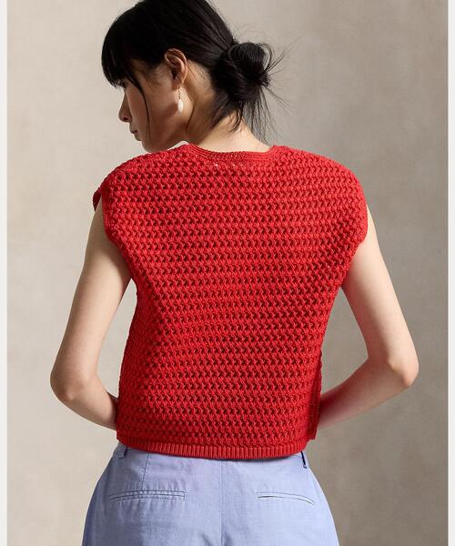 POLO RALPH LAUREN(ポロ ラルフ ローレン)の「Big Pony クロシェイド コットン セーター(ニット/セーター・レディース・レッド・S/M/L/XS)」の7枚目の写真