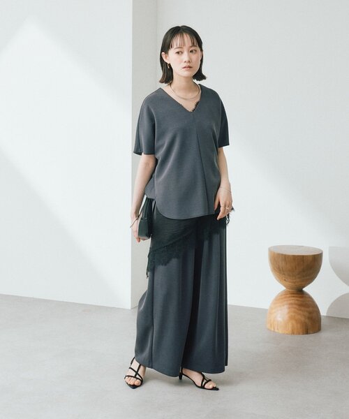 RIVE DROITE（リヴドロワ）の「【セットアップ着用可能/接触冷感】ドレーピーカットスラックス（その他パンツ・レディース・チャコールグレー/ブラウン・38/36）」の21枚目の写真