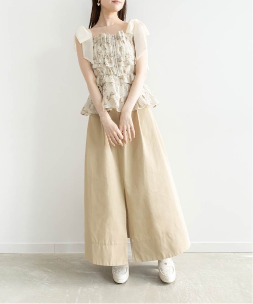 RANDA（ランダ）の「フリルジャガードリボントップス（シャツ/ブラウス・レディース・ブラック/クリーム/ピンク・FREE）」の4枚目の写真