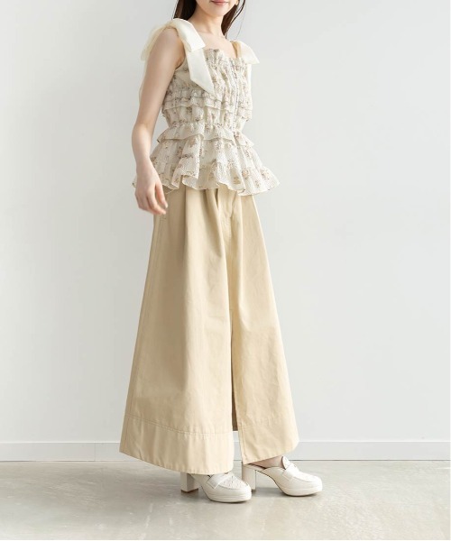 RANDA（ランダ）の「フリルジャガードリボントップス（シャツ/ブラウス・レディース・ブラック/クリーム/ピンク・FREE）」の5枚目の写真