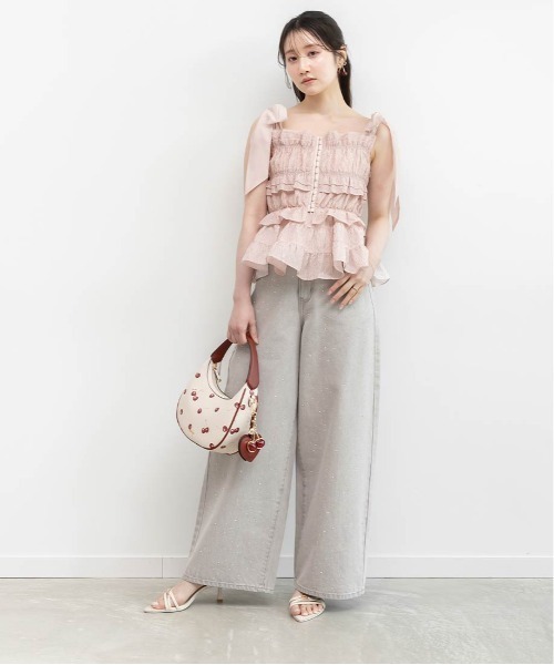 RANDA（ランダ）の「フリルジャガードリボントップス（シャツ/ブラウス・レディース・ブラック/クリーム/ピンク・FREE）」の16枚目の写真