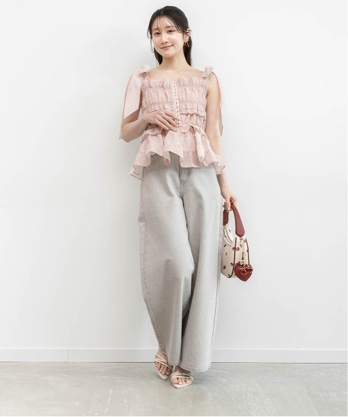 RANDA（ランダ）の「フリルジャガードリボントップス（シャツ/ブラウス・レディース・ブラック/クリーム/ピンク・FREE）」の17枚目の写真