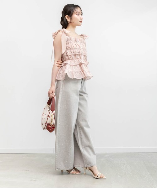 RANDA（ランダ）の「フリルジャガードリボントップス（シャツ/ブラウス・レディース・ブラック/クリーム/ピンク・FREE）」の18枚目の写真