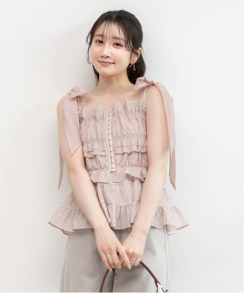 RANDA（ランダ）の「フリルジャガードリボントップス（シャツ/ブラウス・レディース・ブラック/クリーム/ピンク・FREE）」の19枚目の写真