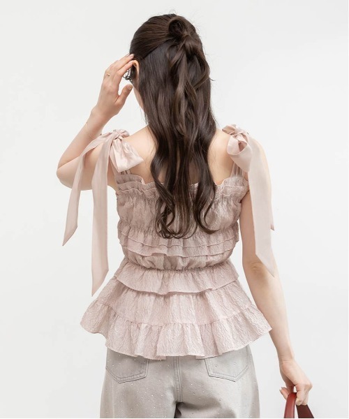 RANDA（ランダ）の「フリルジャガードリボントップス（シャツ/ブラウス・レディース・ブラック/クリーム/ピンク・FREE）」の20枚目の写真