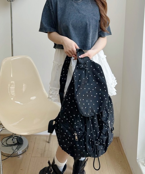 Ada.(エイダ)の「ポルカドット デザイン カジュアル リュック(バックパック/リュック・レディース・ブラック/ホワイト・FREE)」の17枚目の写真