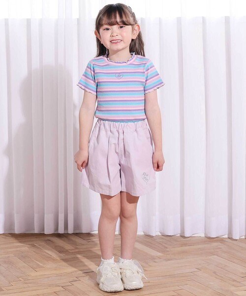 SLAP SLIP(スラップスリップ)の「デニム&ツイルバックフリルリボンショートパンツ(90~130cm)(デニムパンツ・キッズ・パープル/ブルー・110cm/90cm/100cm/120cm/130cm)」の6枚目の写真