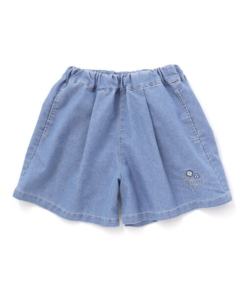 SLAP SLIP(スラップスリップ)の「デニム&ツイルバックフリルリボンショートパンツ(90~130cm)(デニムパンツ・キッズ・パープル/ブルー・110cm/90cm/100cm/120cm/130cm)」の7枚目の写真