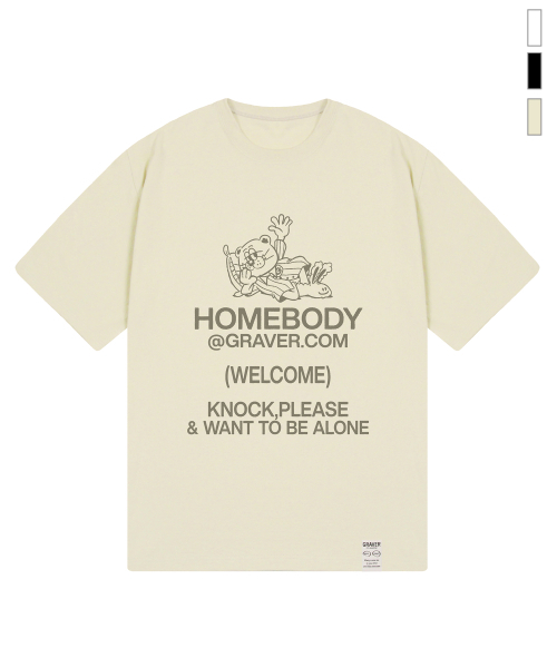 GRAVER（グレーバー）の「[ユニセックス]ホームボディ 半袖Tシャツ_3カラー（Tシャツ/カットソー・レディース・ベージュ/ホワイト/ブラック・X-LARGE/LARGE/SMALL/MEDIUM）」の5枚目の写真