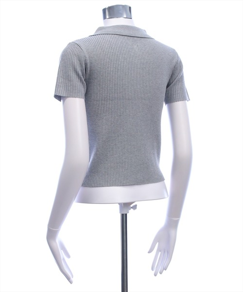 clear（クリア）の「ラインストーンカラーダブルジップ半袖ニットトップス[骨格ストレート カジュアル 大人]（ニット/セーター・レディース・レッド/オフホワイト/杢グレー/ブラック・F）」の22枚目の写真