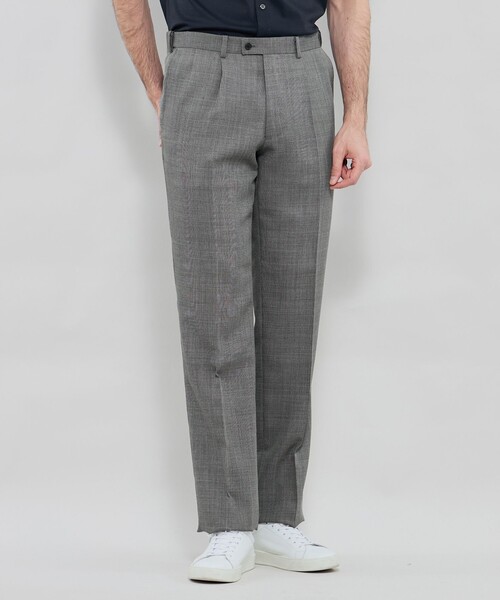 MACKINTOSH LONDON(マッキントッシュ ロンドン)の「【Adjustable Fit】ドビー1プリーツスラックス(スラックス・メンズ・ブラック/グレー系その他2・82/90/86/78)」の1枚目の写真