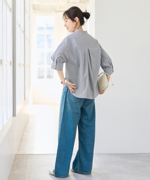 Spick & Span(スピックアンドスパン)の「《WEB限定 / 追加》パールボタンギャザースリーブシャツ(シャツ/ブラウス・レディース・その他10/ホワイト系その他/マルチ・FREE)」の9枚目の写真
