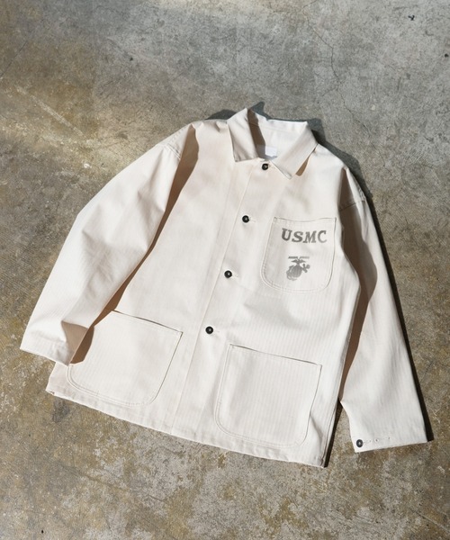 made in standard (メイドインスタンダード)の「MADE IN STANDARD / メイドインスタンダード USMC 40S P-41 UTILITY JACKET ヘリンボーンツイル ユーティリティージャケット(ミリタリージャケット・メンズ・ナチュラル/オリーブドラブ/ブラック・LARGE/MEDIUM)」の2枚目の写真