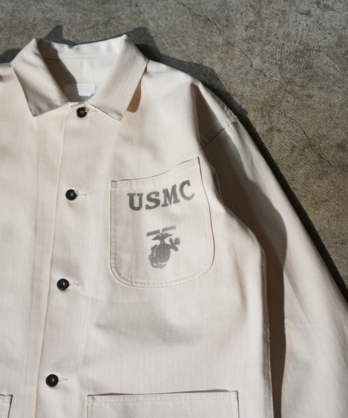 made in standard (メイドインスタンダード)の「MADE IN STANDARD / メイドインスタンダード USMC 40S P-41 UTILITY JACKET ヘリンボーンツイル ユーティリティージャケット(ミリタリージャケット・メンズ・ナチュラル/オリーブドラブ/ブラック・LARGE/MEDIUM)」の5枚目の写真