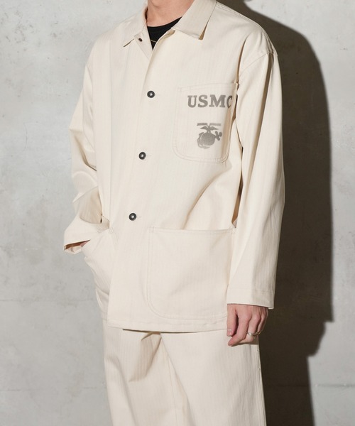 made in standard (メイドインスタンダード)の「MADE IN STANDARD / メイドインスタンダード USMC 40S P-41 UTILITY JACKET ヘリンボーンツイル ユーティリティージャケット(ミリタリージャケット・メンズ・ナチュラル/オリーブドラブ/ブラック・LARGE/MEDIUM)」の11枚目の写真