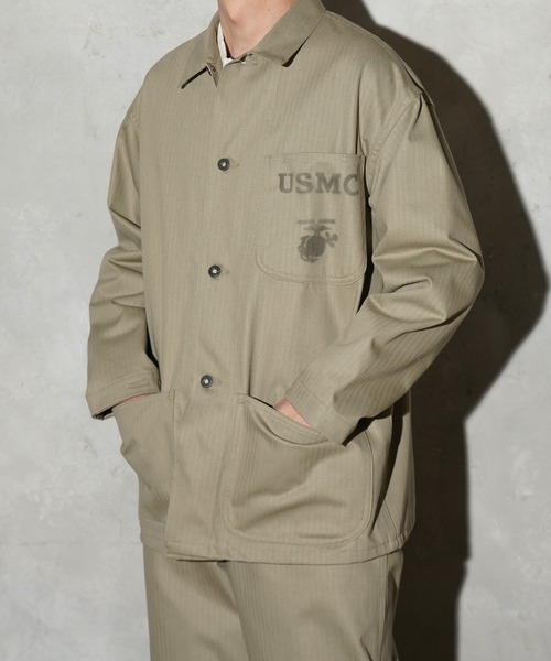 made in standard (メイドインスタンダード)の「MADE IN STANDARD / メイドインスタンダード USMC 40S P-41 UTILITY JACKET ヘリンボーンツイル ユーティリティージャケット(ミリタリージャケット・メンズ・ナチュラル/オリーブドラブ/ブラック・LARGE/MEDIUM)」の13枚目の写真