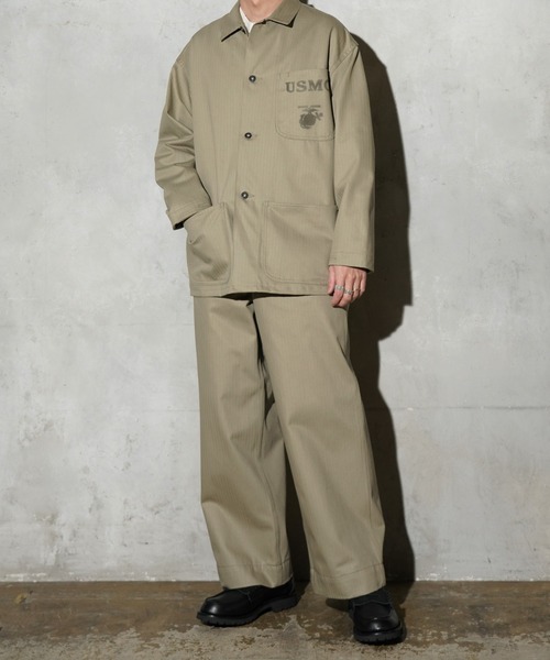 made in standard (メイドインスタンダード)の「MADE IN STANDARD / メイドインスタンダード USMC 40S P-41 UTILITY JACKET ヘリンボーンツイル ユーティリティージャケット(ミリタリージャケット・メンズ・ナチュラル/オリーブドラブ/ブラック・LARGE/MEDIUM)」の14枚目の写真