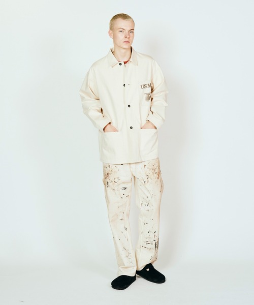 made in standard (メイドインスタンダード)の「MADE IN STANDARD / メイドインスタンダード USMC 40S P-41 UTILITY JACKET ヘリンボーンツイル ユーティリティージャケット(ミリタリージャケット・メンズ・ナチュラル/オリーブドラブ/ブラック・LARGE/MEDIUM)」の8枚目の写真