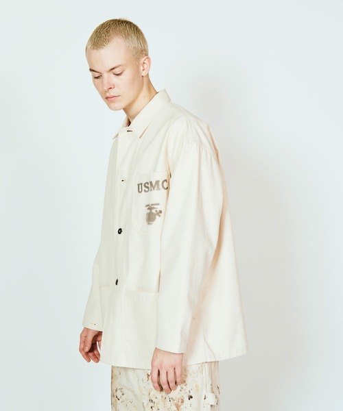 made in standard (メイドインスタンダード)の「MADE IN STANDARD / メイドインスタンダード USMC 40S P-41 UTILITY JACKET ヘリンボーンツイル ユーティリティージャケット(ミリタリージャケット・メンズ・ナチュラル/オリーブドラブ/ブラック・LARGE/MEDIUM)」の7枚目の写真