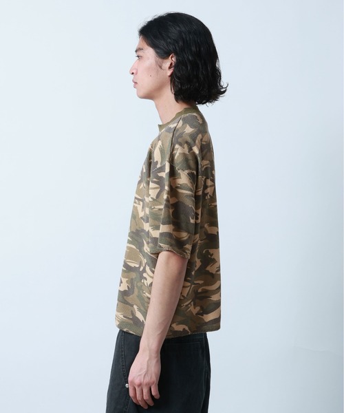 RAGEBLUE（レイジブルー）の「Camouflage Henry Neck T-Shirt/ワッフルカモフラヘンリーネックショートTシャツ（Tシャツ/カットソー・メンズ・ブラウン系その他/グレー系その他・FREE）」の5枚目の写真