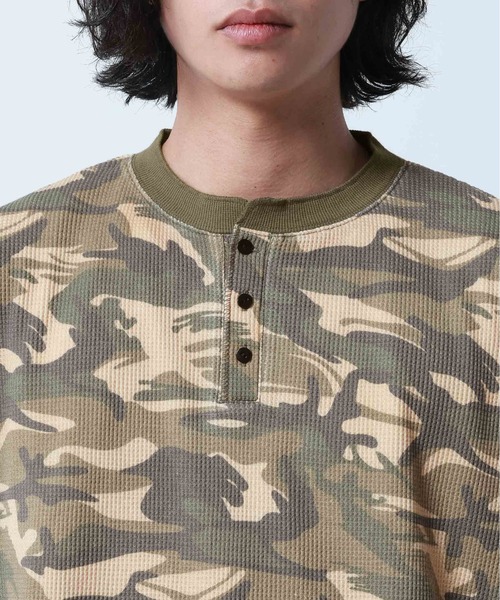 RAGEBLUE（レイジブルー）の「Camouflage Henry Neck T-Shirt/ワッフルカモフラヘンリーネックショートTシャツ（Tシャツ/カットソー・メンズ・ブラウン系その他/グレー系その他・FREE）」の8枚目の写真