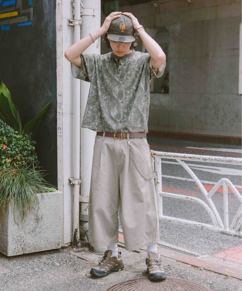 RAGEBLUE（レイジブルー）の「Camouflage Henry Neck T-Shirt/ワッフルカモフラヘンリーネックショートTシャツ（Tシャツ/カットソー・メンズ・ブラウン系その他/グレー系その他・FREE）」の14枚目の写真