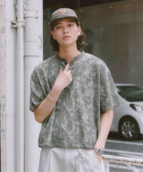 Camouflage Henry Neck T-Shirt/ワッフルカモフラヘンリーネック