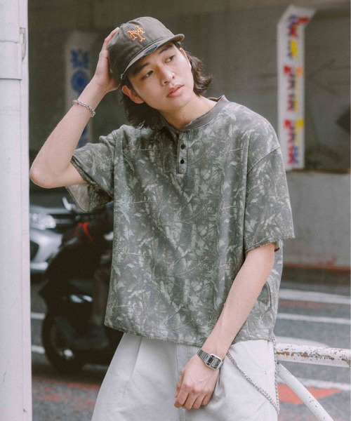 Camouflage Henry Neck T-Shirt/ワッフルカモフラヘンリーネック