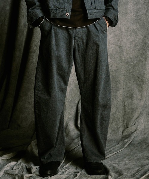 wjk(ダヴルジェイケイ)の「mp14986- wide banana denim(OW) ワイドバナナデニムパンツ(5225 dn90j)(デニムパンツ・メンズ・インディゴブルー/チャコールグレー・S/M/L/XL)」の2枚目の写真