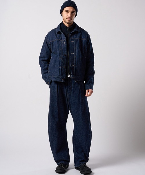 wjk(ダヴルジェイケイ)の「mp14986- wide banana denim(OW) ワイドバナナデニムパンツ(5225 dn90j)(デニムパンツ・メンズ・インディゴブルー/チャコールグレー・S/M/L/XL)」の14枚目の写真