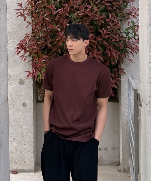 MINDBRIDGE（マインドブリッジ）の「[クール]ラウンドデイリーTシャツ - 5カラー（Tシャツ/カットソー・メンズ・ブラウン/ライトグレー/オフホワイト/ブラック/カーキ・95/100/105/110）」の8枚目の写真