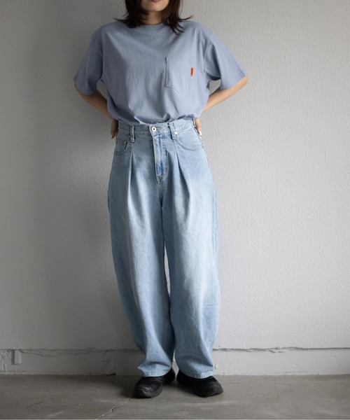 UNIVERSAL OVERALL（ユニバーサルオーバーオール）の「UNIVERSAL OVERALL / UO Back Logo S/S T / バックロゴ半袖Tシャツ（Tシャツ/カットソー・メンズ・ブラック/グレイッシュブルー/オートミール/ミント/ネイビー/ホワイト・XL/M/S/L）」の18枚目の写真