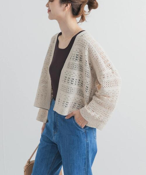 URBAN RESEARCH DOORS（アーバンリサーチドアーズ）の「クロシェニットカーディガン | 羽織/冷房対策/ショートカーディガン/透かし編み（カーディガン/ボレロ・レディース・オフホワイト/ベージュ・FREE）」の15枚目の写真