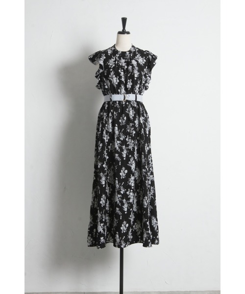tocco closet(トッコ クローゼット)の「【ZOZO限定】デシンブーケプリントベルト付きワンピース(ワンピース・レディース・ブラック/オフホワイト・M)」の17枚目の写真