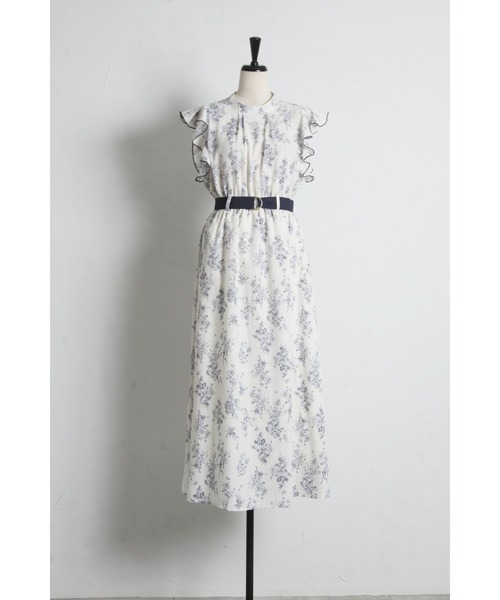 tocco closet(トッコ クローゼット)の「【ZOZO限定】デシンブーケプリントベルト付きワンピース(ワンピース・レディース・ブラック/オフホワイト・M)」の18枚目の写真