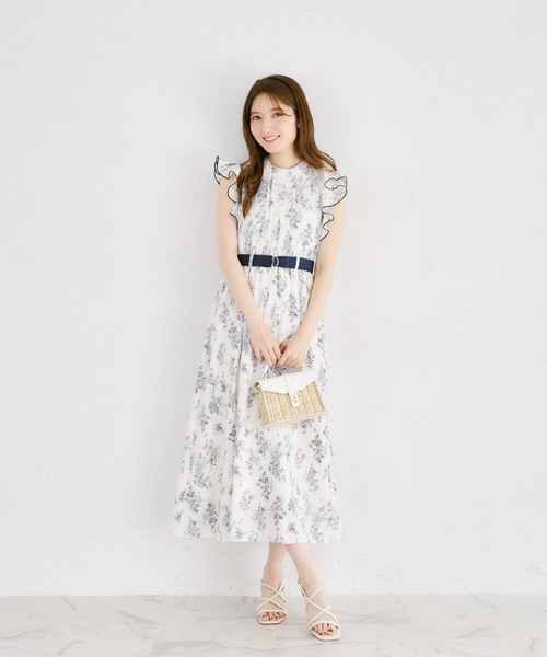 ZOZO限定】デシンブーケプリントベルト付きワンピース（ワンピース