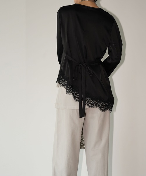 chuclla(チュクラ)の「アシンメトリーレースヘムトップス chw26s247(Tシャツ/カットソー・レディース・ブラック/ホワイト・FREE)」の6枚目の写真