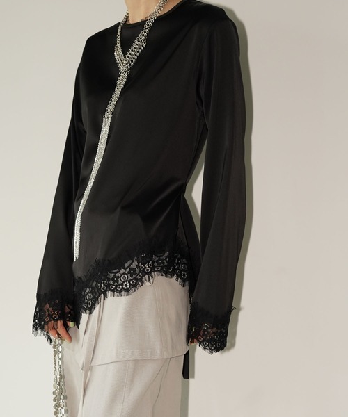 chuclla(チュクラ)の「アシンメトリーレースヘムトップス chw26s247(Tシャツ/カットソー・レディース・ブラック/ホワイト・FREE)」の10枚目の写真
