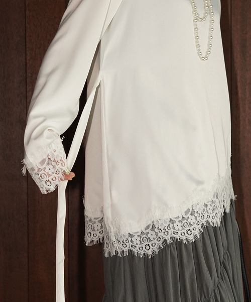 chuclla(チュクラ)の「アシンメトリーレースヘムトップス chw26s247(Tシャツ/カットソー・レディース・ブラック/ホワイト・FREE)」の13枚目の写真